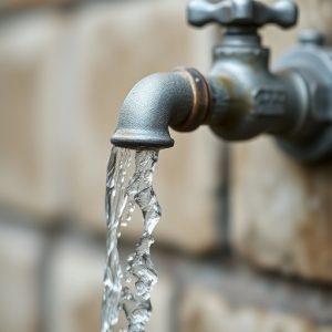 outdoor faucet with water frozen in mid-flow in Boerne, TX